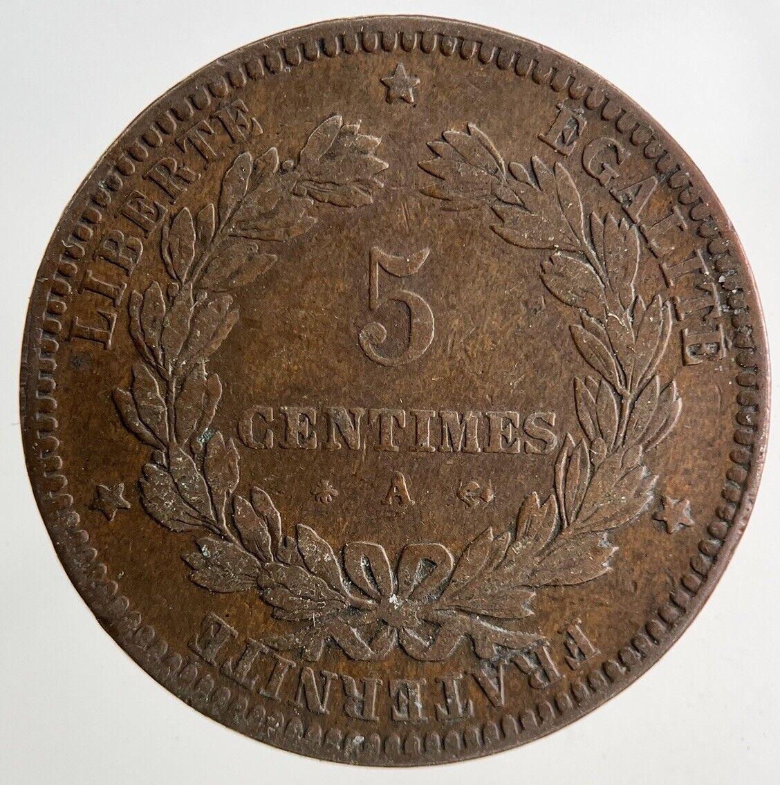 1871 France 5 Centimes Coin | Fine Collectable Grade