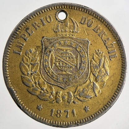 1871 Brazil 100 Reis Coin | Fine Collectable Grade