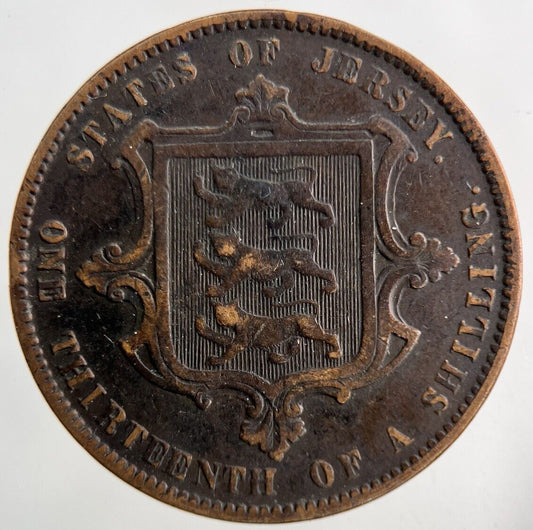 1871 Jersey One Thirteenth Of A Shilling 1/13th Coin | Fine Collectable Grade