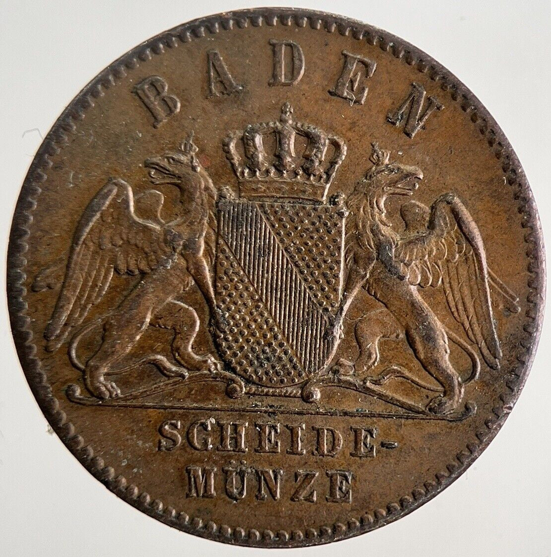 1871 Germany Baden 1 Cruiser Coin | Very High Grade | a7725