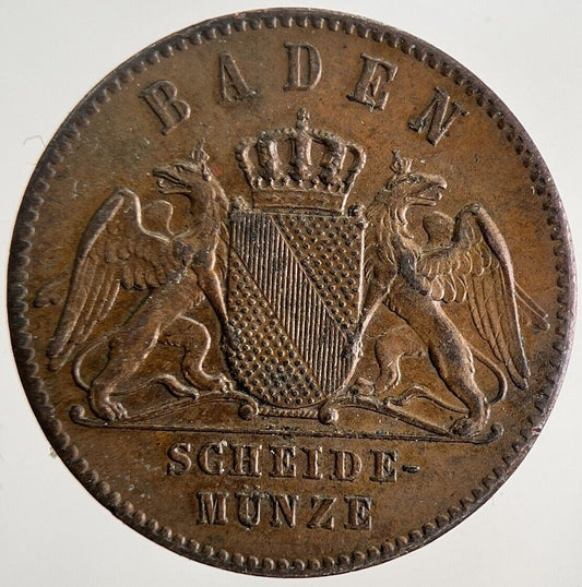 1871 Germany Baden 1 Cruiser Coin | Very High Grade | a7725