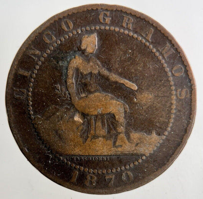 1870 Spain 5 Centimos Coin | Collectable Grade