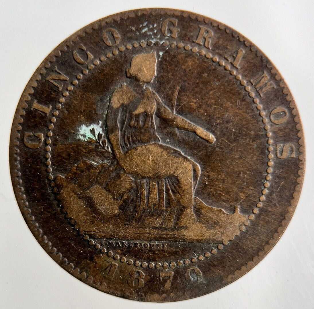 1870 Spain 5 Centimos Coin | Collectable Grade