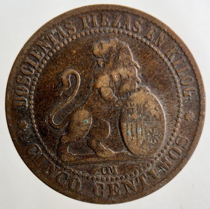 1870 Spain 5 Centimos Coin | Collectable Grade