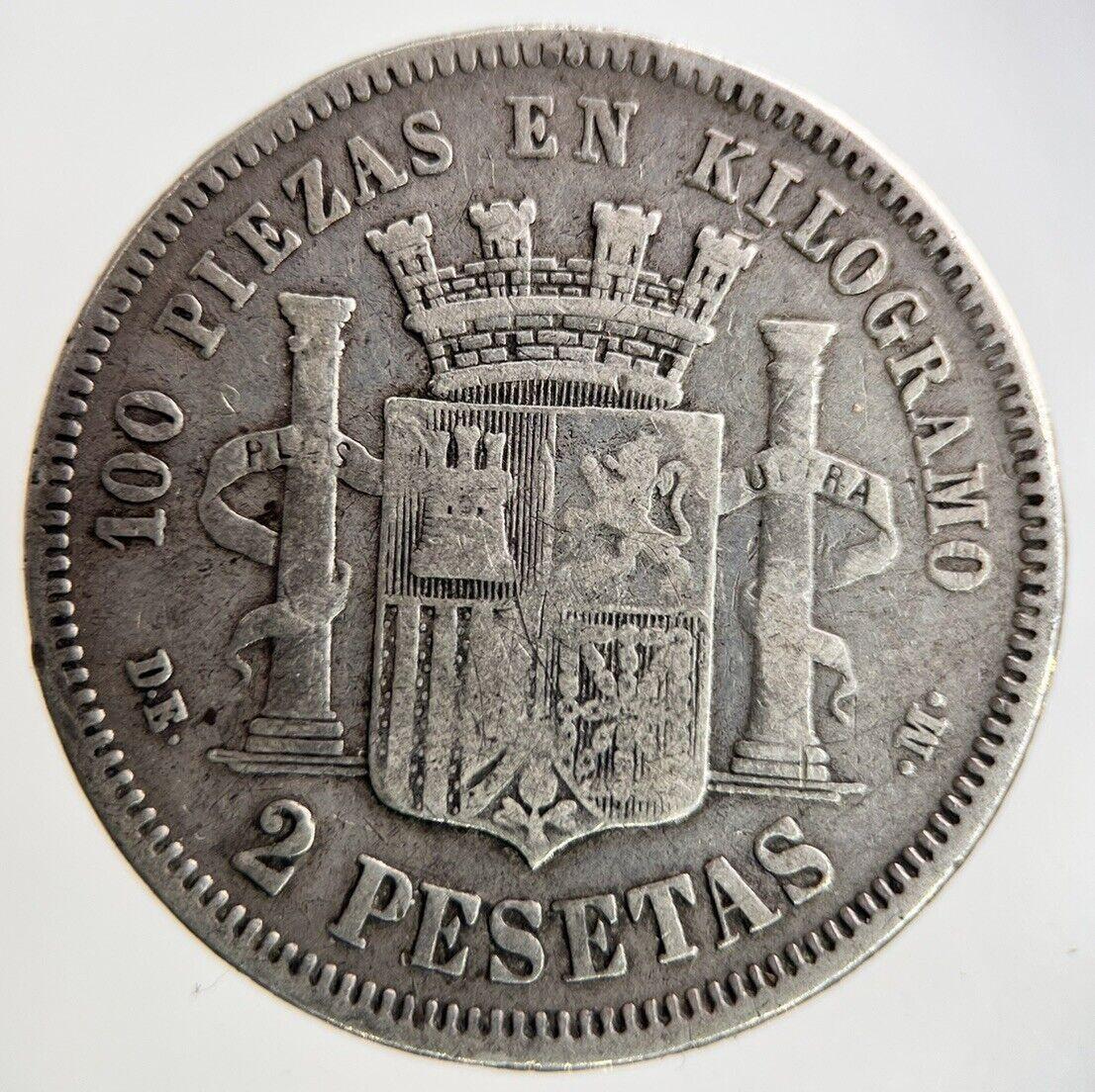1870 Spain 2 Pesetas Silver Coin | Fine Collectable Grade