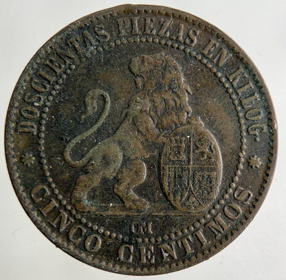 1870 Spain 5 Centimos Coin | Fine Collectable Grade