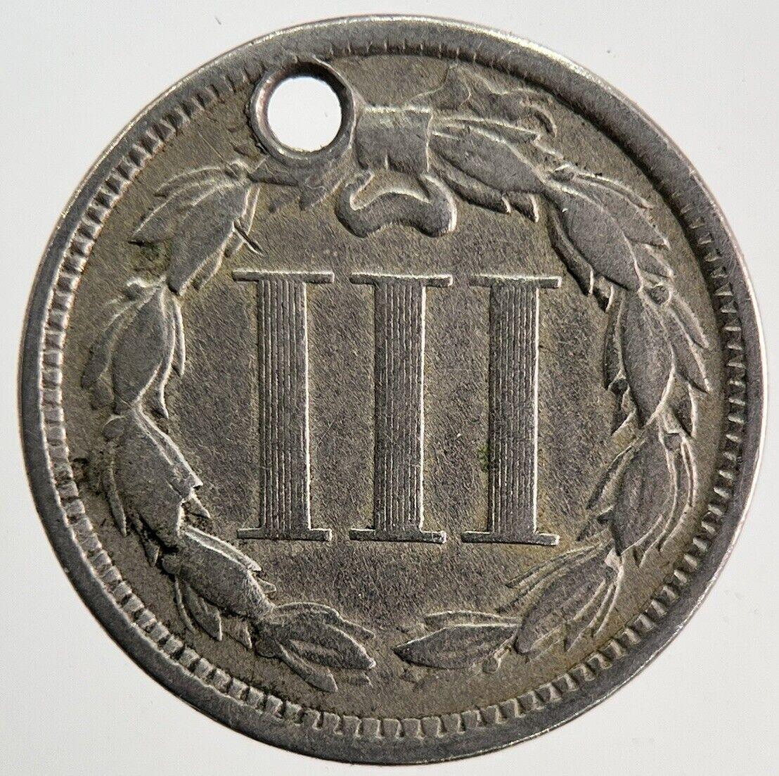 1870 US USA III 3 Cent Coin | Fine Collectable Grade