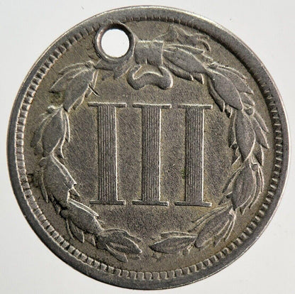 1870 US USA III 3 Cent Coin | Fine Collectable Grade