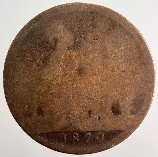 1870 Victoria One Penny Coin | Worn Grade