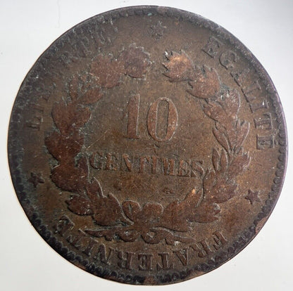 1872 France Dix 10 Centimes Napoleon III Coin | Fair Grade