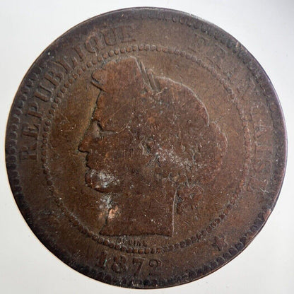 1872 France Dix 10 Centimes Napoleon III Coin | Fair Grade