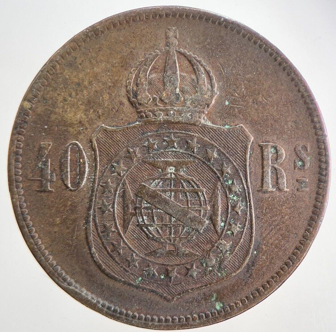 1873 Brazil 40 Reis Coin | Fine Collectable Grade | a7432
