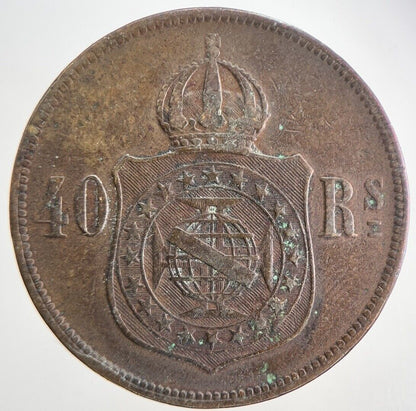 1873 Brazil 40 Reis Coin | Fine Collectable Grade | a7432