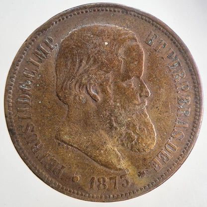 1873 Brazil 40 Reis Coin | Fine Collectable Grade | a7432