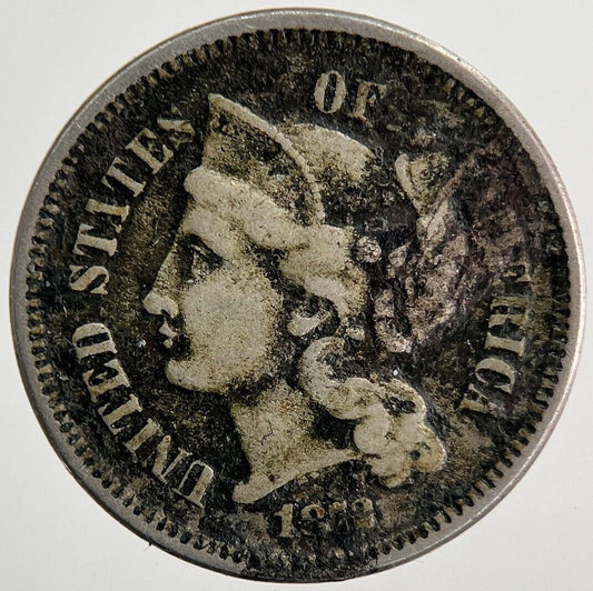 1872 US USA III 3 Cent Nickel Coin | Fine Collectable Grade | a6303