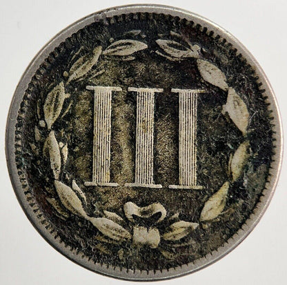 1872 US USA III 3 Cent Nickel Coin | Fine Collectable Grade | a6303