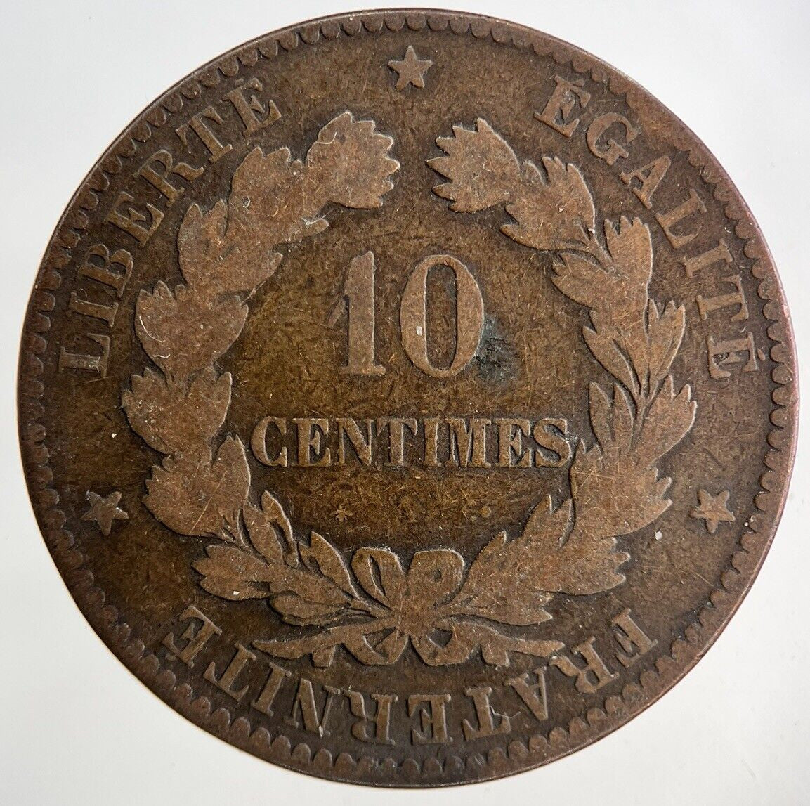 1872 France 10 Centimes Coin | Fine Collectable Grade