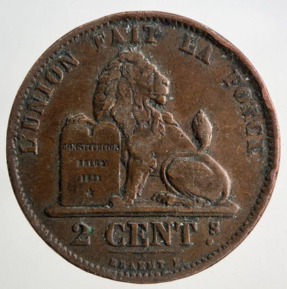 1873 Belgium 2 Cents Centimes Coin | Fine Collectable Grade