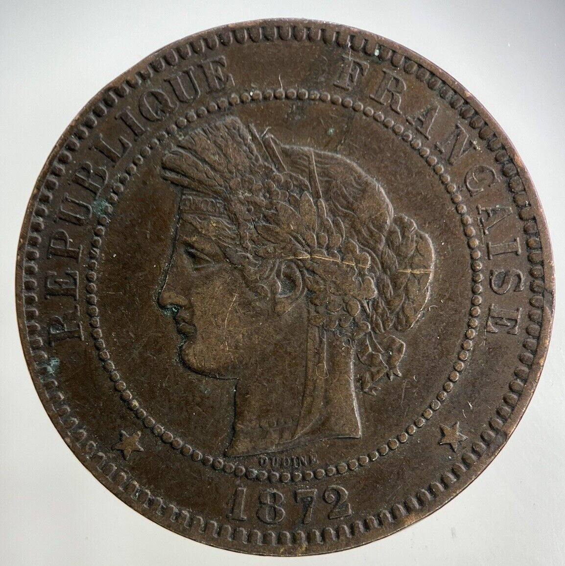 1872 France 10 Centimes Coin | Fine Collectable Grade