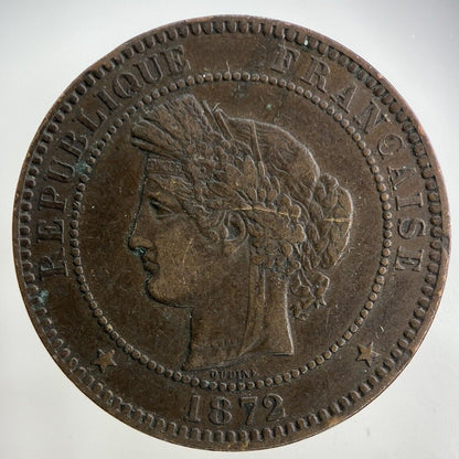 1872 France 10 Centimes Coin | Fine Collectable Grade