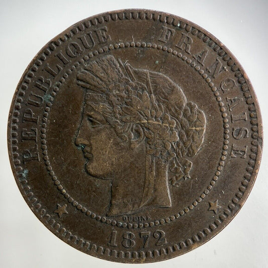 1872 France 10 Centimes Coin | Fine Collectable Grade