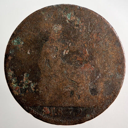 1872 Victoria One Penny Coin | Worn Grade