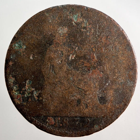 1872 Victoria One Penny Coin | Worn Grade