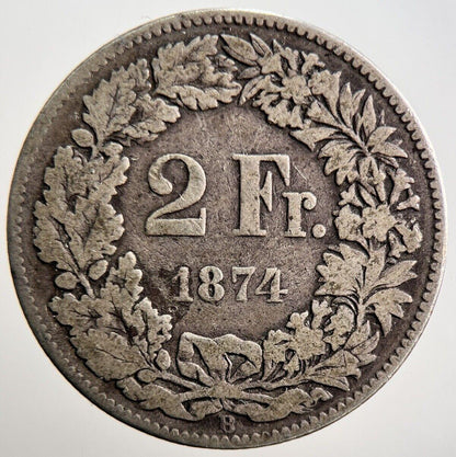 1874 Switzerland 2 Francs Silver Coin | Collectable Grade | a3663