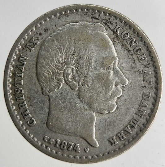 1874 Denmark 25 Ore Silver Coin | Fine Collectable Grade
