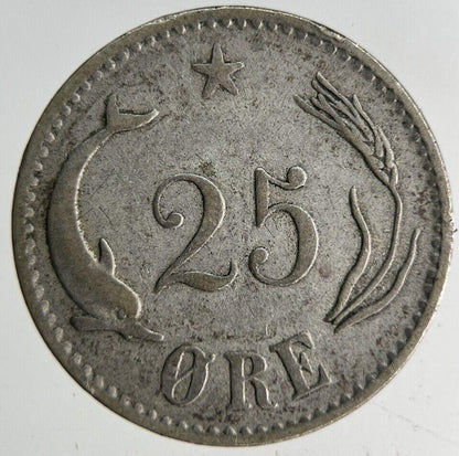 1874 Denmark 25 Ore Silver Coin | Fine Collectable Grade