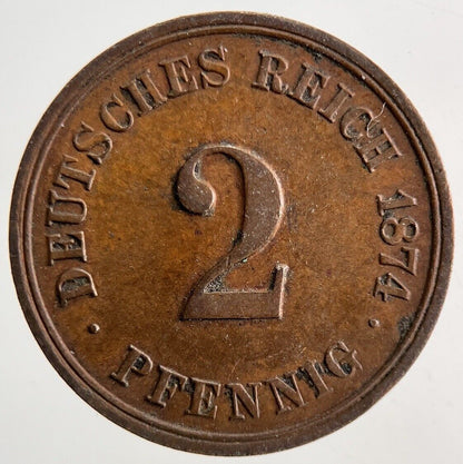 1874 Germany 2 Pfennig Coin | Fine Collectable Grade