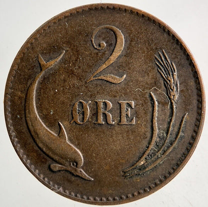 1874 Denmark 2 Ore Coin | Fine Collectable Grade
