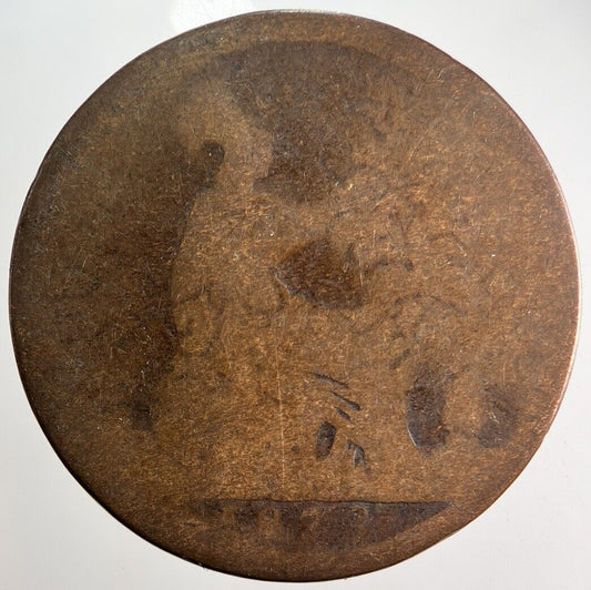 1873 Victoria One Penny Coin | Worn Grade