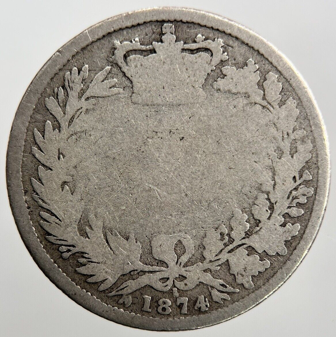 1874 Victoria Die-4 Shilling | British Silver Coin | Worn Grade | a1134