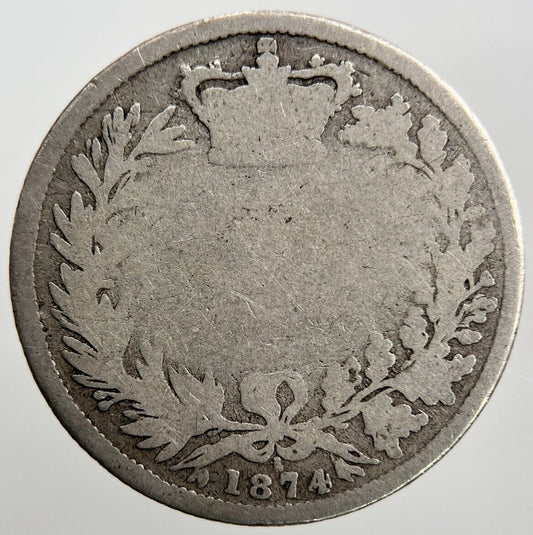 1874 Victoria Die-4 Shilling | British Silver Coin | Worn Grade | a1134