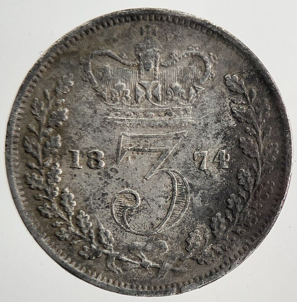 1874 Victoria Threepence Silver Coin | Very High Grade