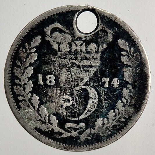 1874 Victoria Threepence Silver Coin | Collectable Grade | a6499
