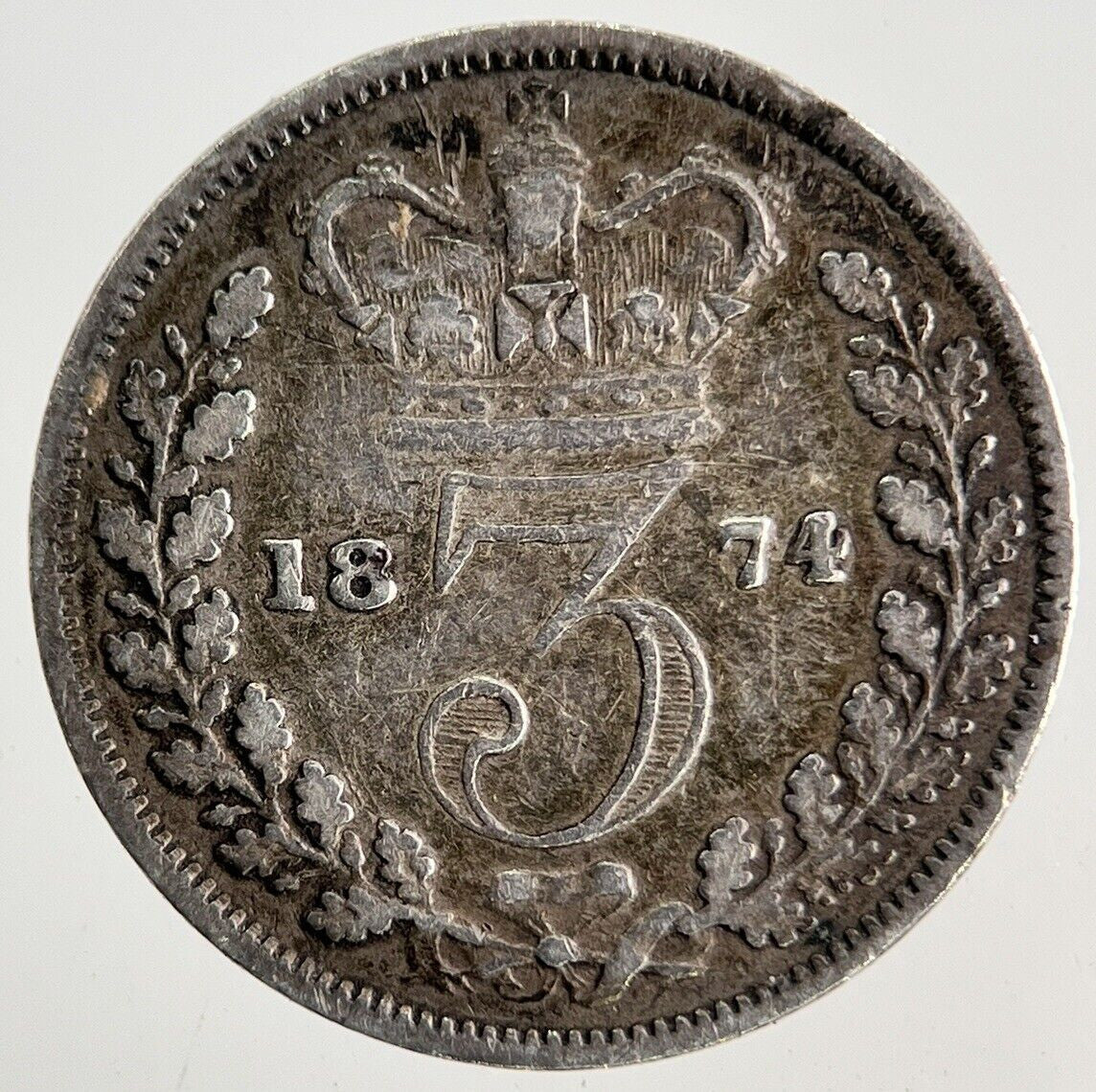 1874 Victoria Threepence Silver Coin | Fine Collectable Grade