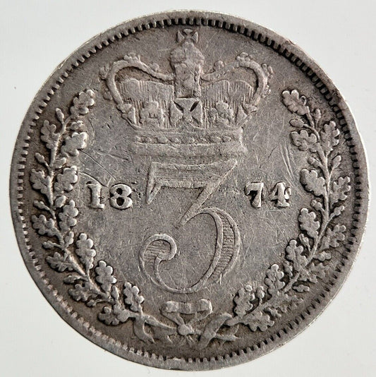 1874 Victoria Silver Threepence Coin | Fine Collectable Grade