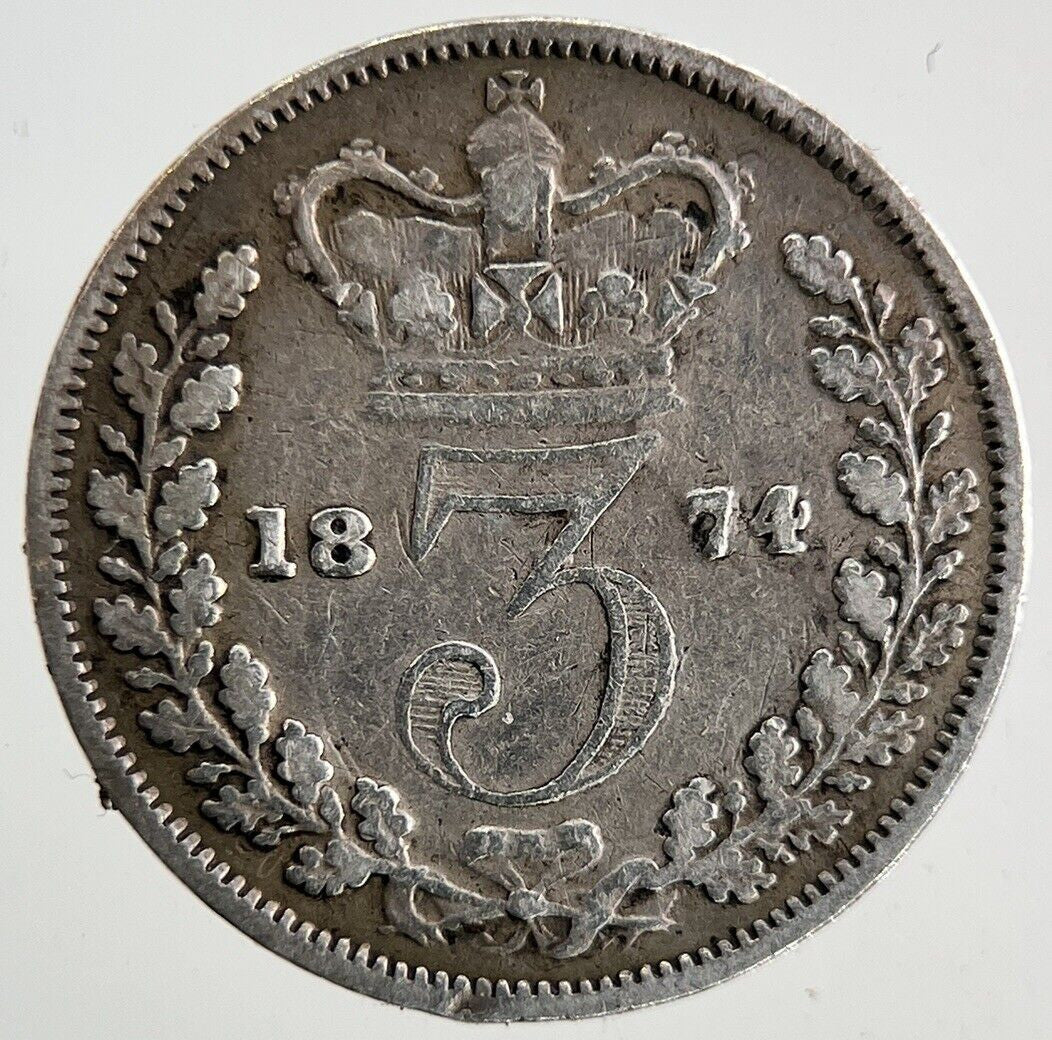 1874 Victoria Silver Threepence Coin | Fine Collectable Grade