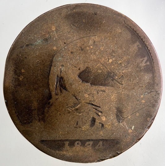 1874 Victoria One Penny Coin | Worn Grade