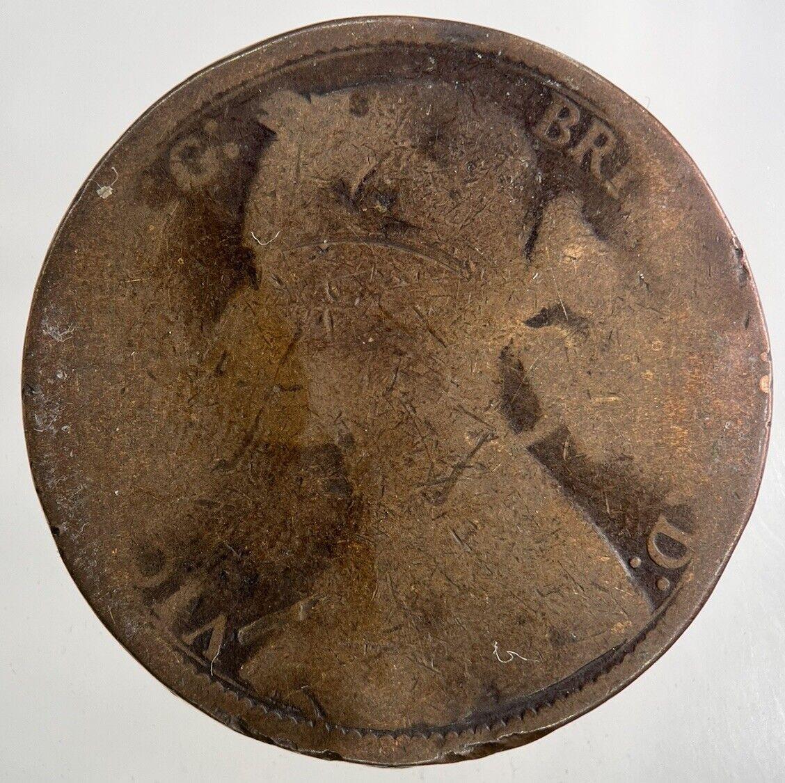 1874 Victoria One Penny Coin | Worn Grade