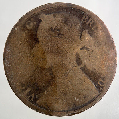 1874 Victoria One Penny Coin | Worn Grade