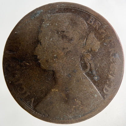 1874 Victoria One Penny Coin | Worn Grade