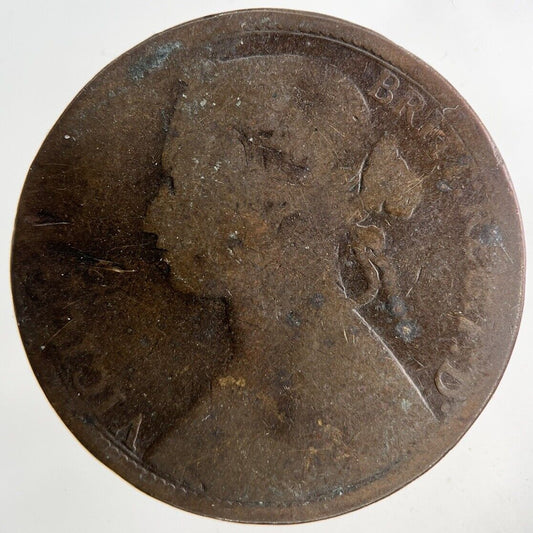 1874 Victoria One Penny Coin | Worn Grade