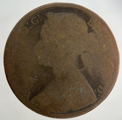 1874 Victoria One Penny Coin | Worn Grade