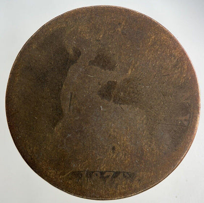 1874 Victoria One Penny Coin | Worn Grade