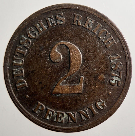 1875 Germany 2 Pfennig Coin | Fine Collectable Grade | a3552