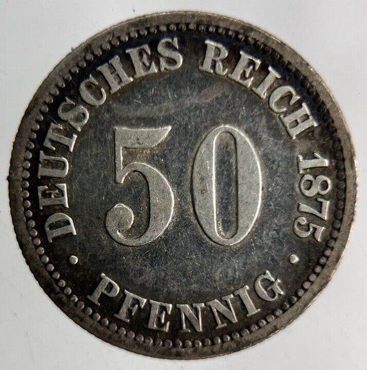 1875 Germany 50 Pfennig Silver Coin | Fine Collectable Grade
