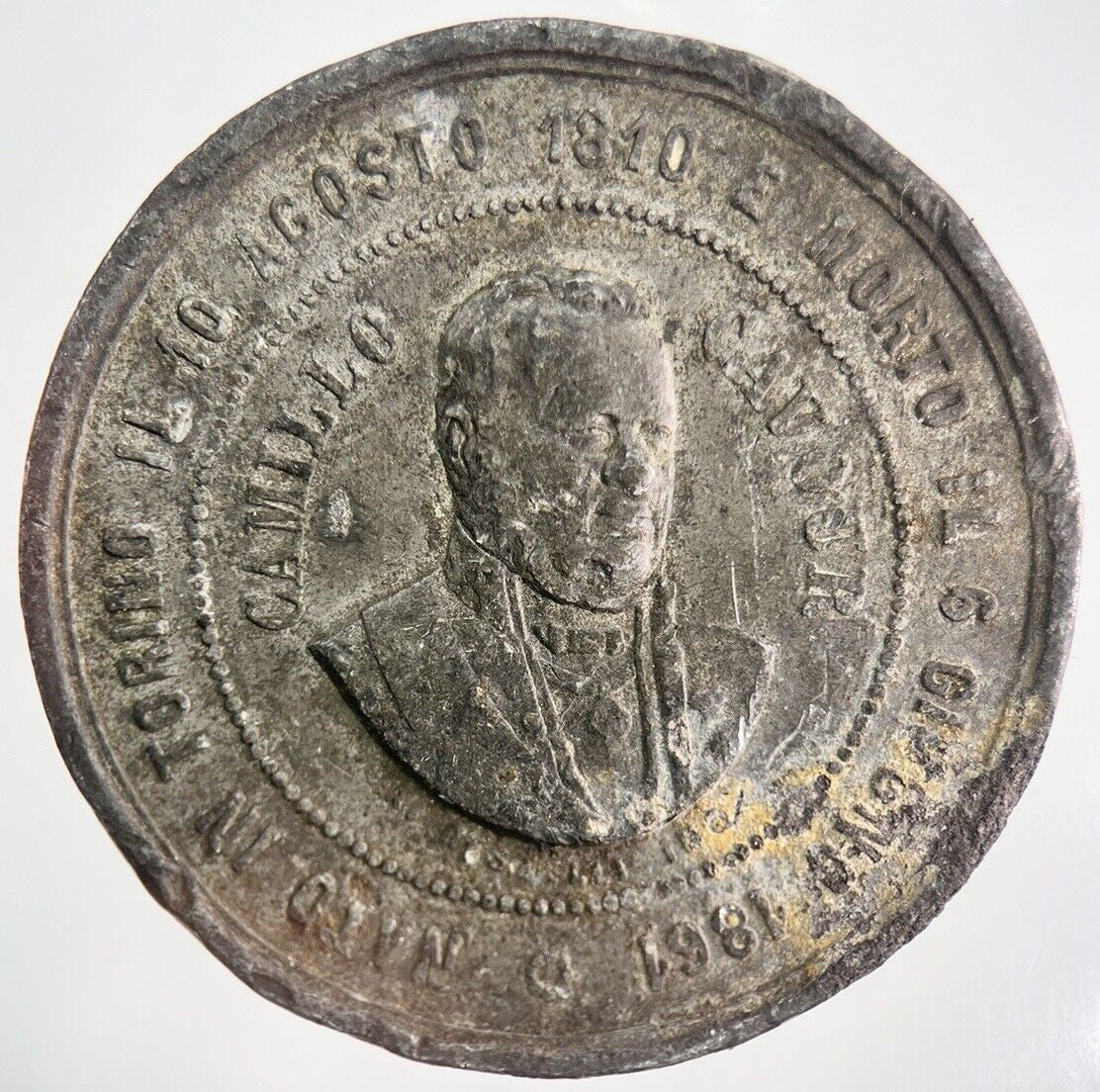 1875 Italy Camillo Cavour Token Medal Coin | Fine Collectable Grade